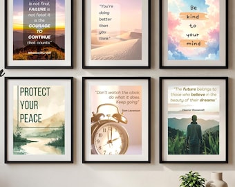 Positive Affirmation Wall Art Printables (Set of 6) – Self Love Quote Prints, Motivational Decor