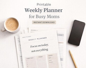 Wochenplaner für fleißige Mütter/ Calm Minimal Mom Planner/ Printable & editable digital
