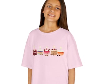 Camiseta infantil de cumpleaños con diseño de gato de gelatina / Camiseta estampada para amantes de los pasteles, camiseta para fiestas de celebración.
