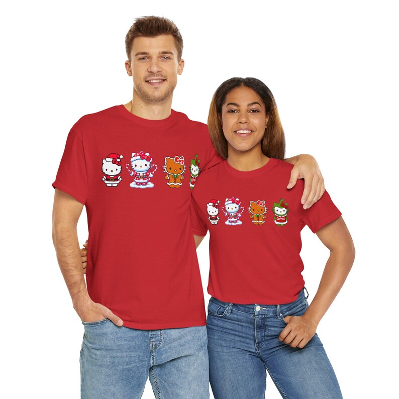 Camiseta navideña de Hello Kitty / Camiseta de Papá Noel, pan de jengibre, Grinch y bastón de caramelo imagen 17