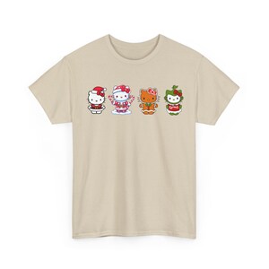 Camiseta navideña de Hello Kitty / Camiseta de Papá Noel, pan de jengibre, Grinch y bastón de caramelo imagen 4