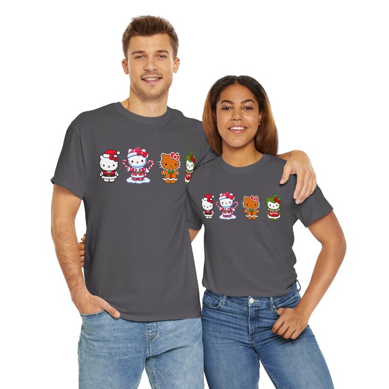 Camiseta navideña de Hello Kitty / Camiseta de Papá Noel, pan de jengibre, Grinch y bastón de caramelo imagen 14