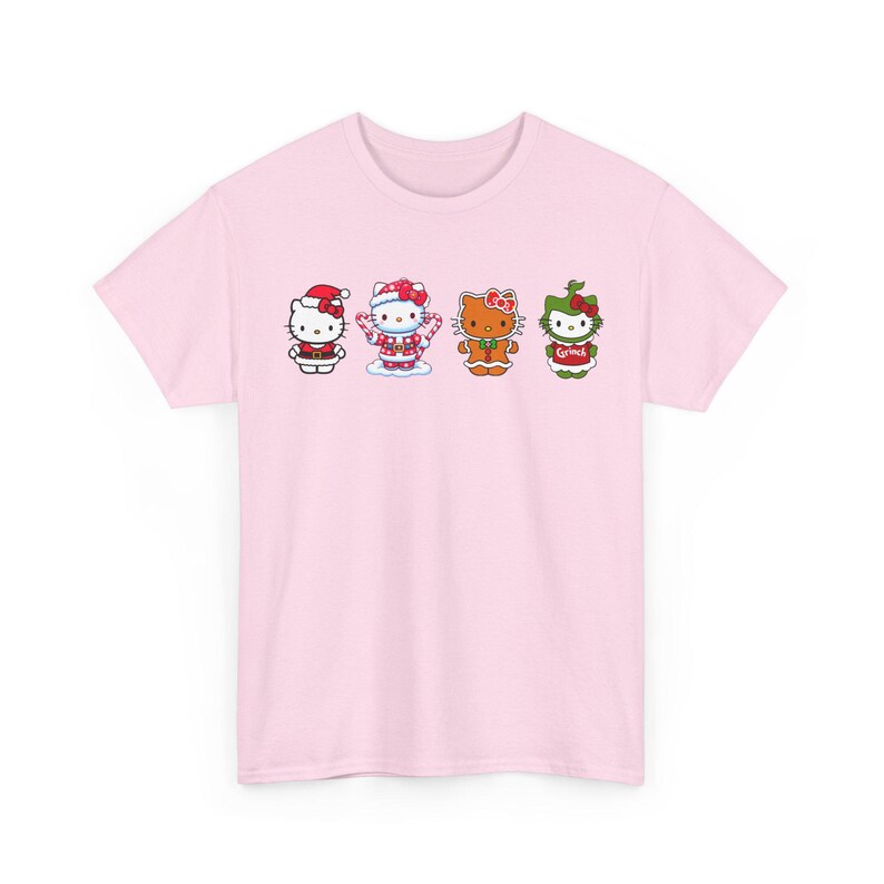 Camiseta navideña de Hello Kitty / Camiseta de Papá Noel, pan de jengibre, Grinch y bastón de caramelo imagen 8