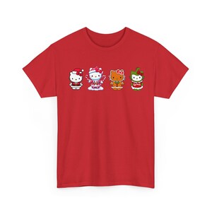 Camiseta navideña de Hello Kitty / Camiseta de Papá Noel, pan de jengibre, Grinch y bastón de caramelo imagen 9