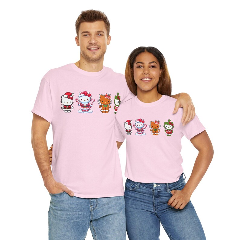 Camiseta navideña de Hello Kitty / Camiseta de Papá Noel, pan de jengibre, Grinch y bastón de caramelo imagen 16