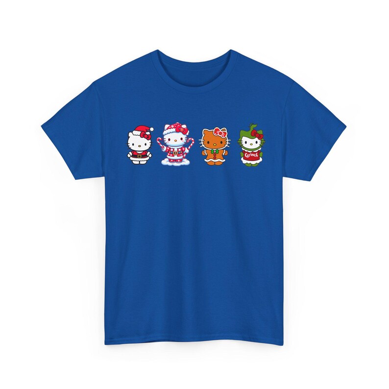 Camiseta navideña de Hello Kitty / Camiseta de Papá Noel, pan de jengibre, Grinch y bastón de caramelo imagen 7