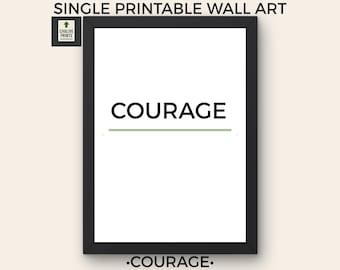 Courage Printable Wall Art, Minimalist Typography (Digital Download)