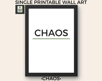 Chaos Minimalist Quote Art Print, Modern Office Decor (Digital Download)