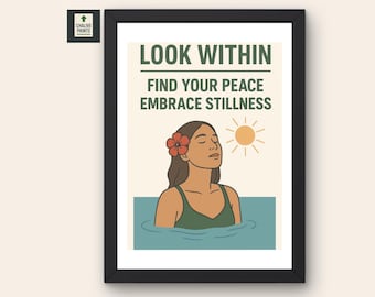 Póster imprimible de meditación: Mente tranquila y paz interior