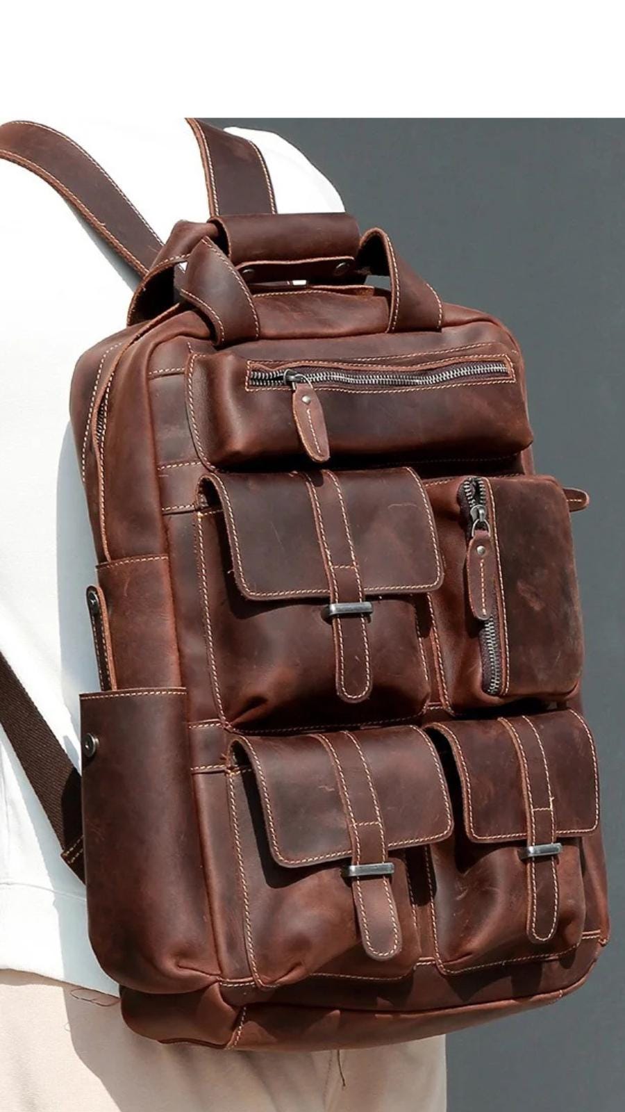 Crazy Horse Leather Backpack