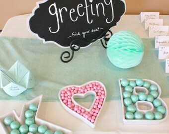 Letter Dishes wedding shower engagement party heart shape