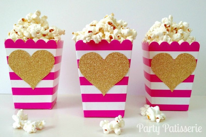 Popcorn Boxes Pink and White stripe treat boxes treat Etsy