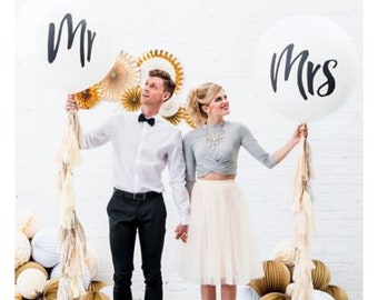 Wedding balloons, Mr. and Mrs. 36 inch balloons, large balloons, ships same day