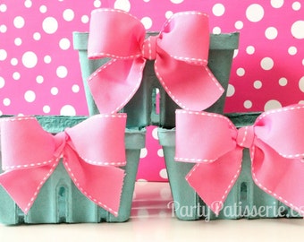 Pink Bow Berry Baskets, Mother's Day, Wedding shower, Valentine, Birthday, Baby shower,  Set of 6