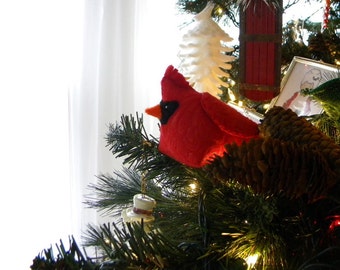 Cardinal Ornament PDF Pattern, felt and plush bird, Thumbprint Patterns, pattern ONLY