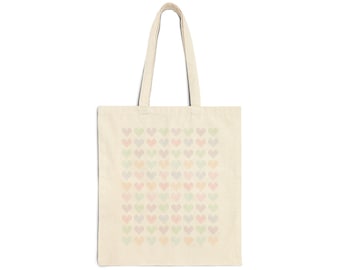 Bolsa de tela de algodón con corazón bordado en punto de cruz