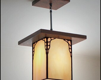 Mission Style Hanging Lantern - Antique Style