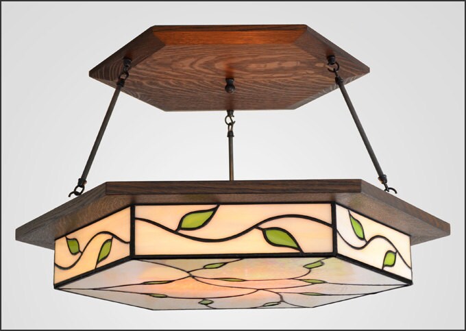 Mission style flush mount ceiling light outlet