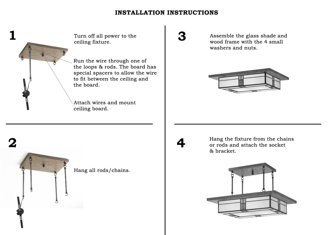 Dining Room Light Fixture Mission Style Vintage Style Glass - Etsy