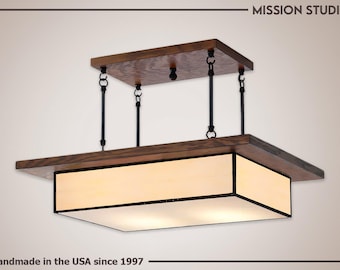 Mission Dining Room Chandelier - Classic Style Glass