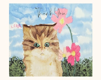 Kattenbedankkaart - digitaal afdrukbaar