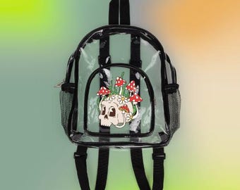 クリアスタジアムバックパック | スカルマッシュルームレイブフェスティバルバッグ