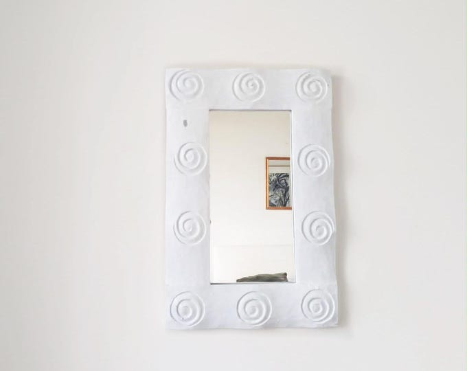 Vintage Wooden Swirl Mirror White | Post Modern Squiggle Accent Mirror | 80s 90s Memphis Style Carved Wood Wall Mirror PICKUP Melbourne