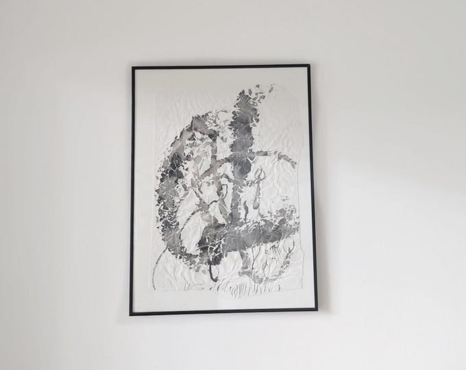 Wabi-Sabi Flow Original Ink Painting by Bronwyn Alice Rees – Handmade Japanese Awagami Paper, Biomorphic Form, Antique Goat-Hair Brush