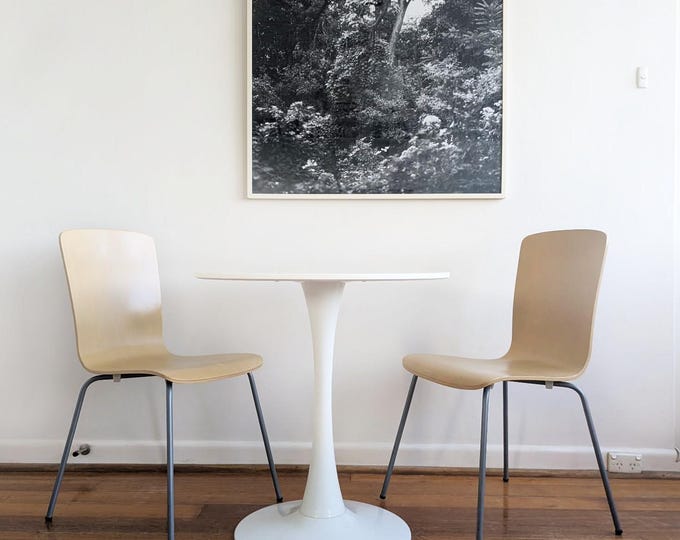 Set of 4 Vintage Postmodern Bent Plywood Dining Chairs brushed chrome butter Yellow Wood /Comfortable Pickup only Melbourne