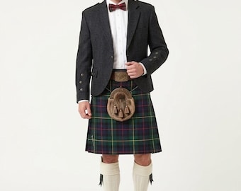 Traditionele Schotse kiltoutfit voor heren | Complete Highland-formele kleding voor heren | Tartan kiltset met jack en sporran