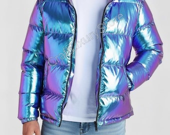 Iridescent Hooded Puffer Jacket | Women's Winter Bubble Coat