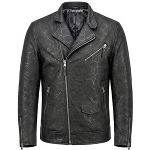 Original Snake Skin Leather Jacket for Men, Luxury Black Snakeskin Biker Jacket, Real Python