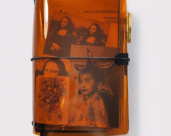 Transparent Vinyl Journal Planner Notebook Cover in Burnt Amber | Pocket, A5, A6, B6