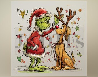 Transferencia DTF de Navidad retro, Grinchmas, película navideña - Transferencia DTF