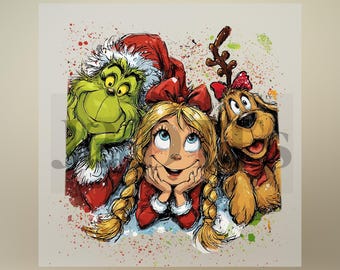 Diseño navideño retro DTF, Feliz Grinchmas - Transferencia DTF