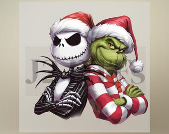 Diseño de Jack y el Grinch, Fiestas, Navidad - Transferencia DTF