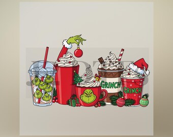 Tazas navideñas DTF, diseños de bebidas - Transferencia DTF