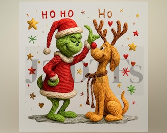 DTF navideño de Grinchy, diseño retro, El Grinch y su mejor amigo - Transferencia DTF