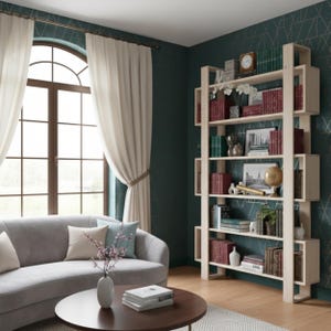 Handmade Walnut Bookshelf - Large Bookcase with Solid Wood Shelves - Modern Bookshelf and Shelving Unit - Rustic Bookcase