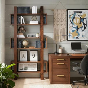 Handmade Solid Wood Bookshelf -  Solid Wood Shelving Unit - Storage Rustic for Living Room - Mid-Century Modern Solid Wood Bookcase