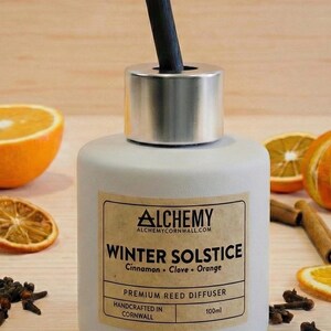 Winter Solstice Reed Diffuser | Cinnamon, Clove & Orange | Alcohol-Free | Handcrafted in Cornwall