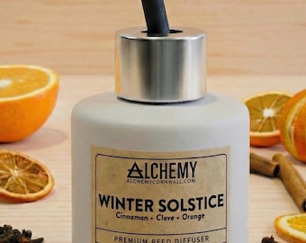Difusor de varillas Solsticio de Invierno / Canela, Clavo y Naranja / Sin Alcohol / Hecho a mano en Cornualles