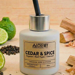 Cedar & Spice Reed Diffuser | Bergamot, Black Pepper and Cedarwood | Alcohol-Free | Handcrafted in Cornwall