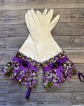dish gloves/purple flowers/free gift wrapping