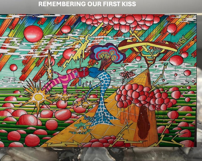 Remembering Our First Kiss : 10pcs 5x7in Horizontal Holiday Valentines Greeting Card
