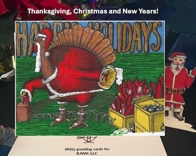 Happy Holidays: Holiday Thanksgiving Christmas New Year's Greeting Card, 5x7in Horizontal