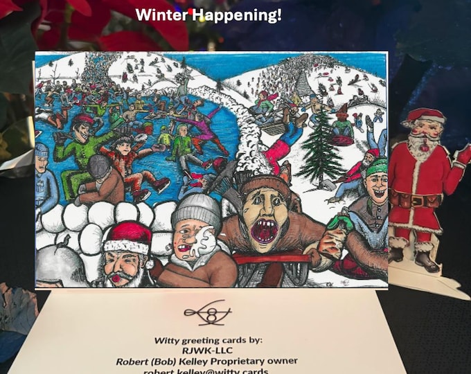 A Winter Happening: 10pcs 5x7in Horizontal Holiday Christmas Greeting Card