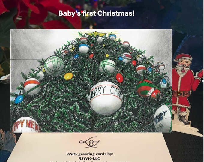 Baby's First Christmas Tree : 10pcs 5x7in Horizontal Holiday Christmas Greeting Card