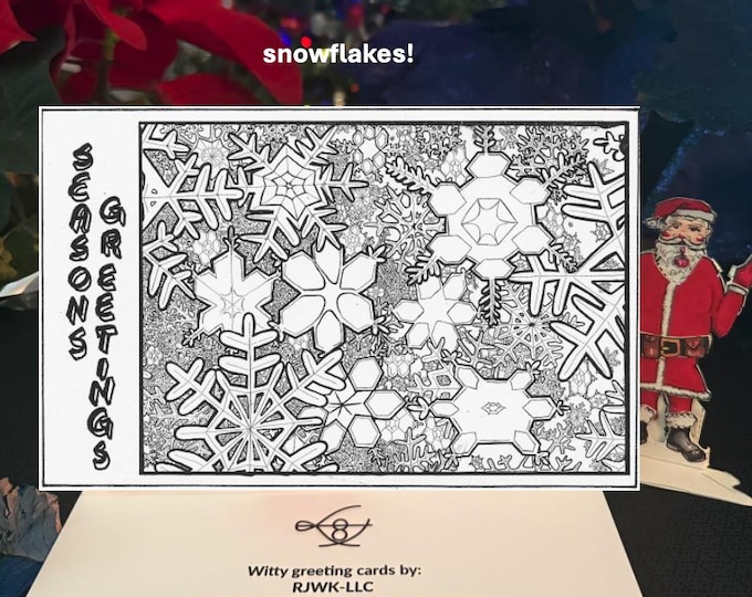 Snowflakes : 10pcs 5x7in Horizontal Holiday Christmas Greeting Card