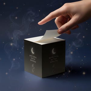 Mystisk anteckningskub – Häxig kontorsdekor, brevpapperspresent